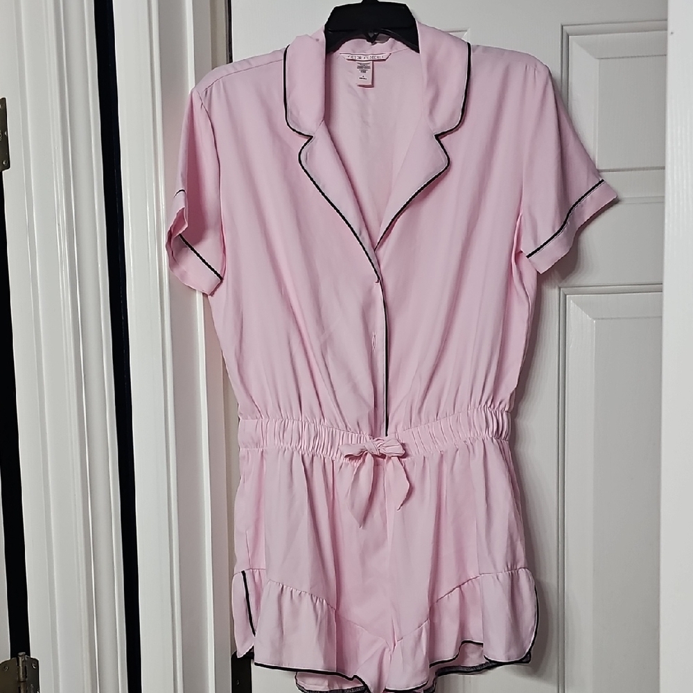 Victoria's Secret Light Pink Romper with Black Accents